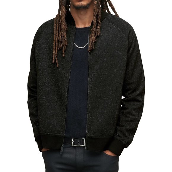 John Varvatos Collection Men's Jude Bomber Jacket Metallic Fiber Shell Black 2XL - Picture 5 of 6